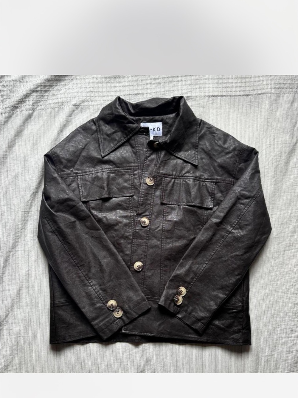 NA-KD Women's Brown Leather Button-Up/Jacket